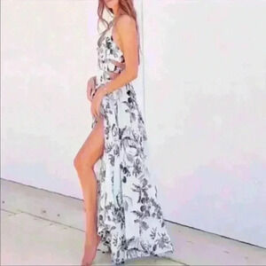 NWT Free People Lille Print Maxi Dress Blue Celadon Size XS